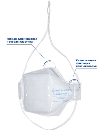 Полумаска фильтрующая трехпанельная с защитой от аэрозолей (респиратор) FR 4200 FFP2 NR D PREMIUM