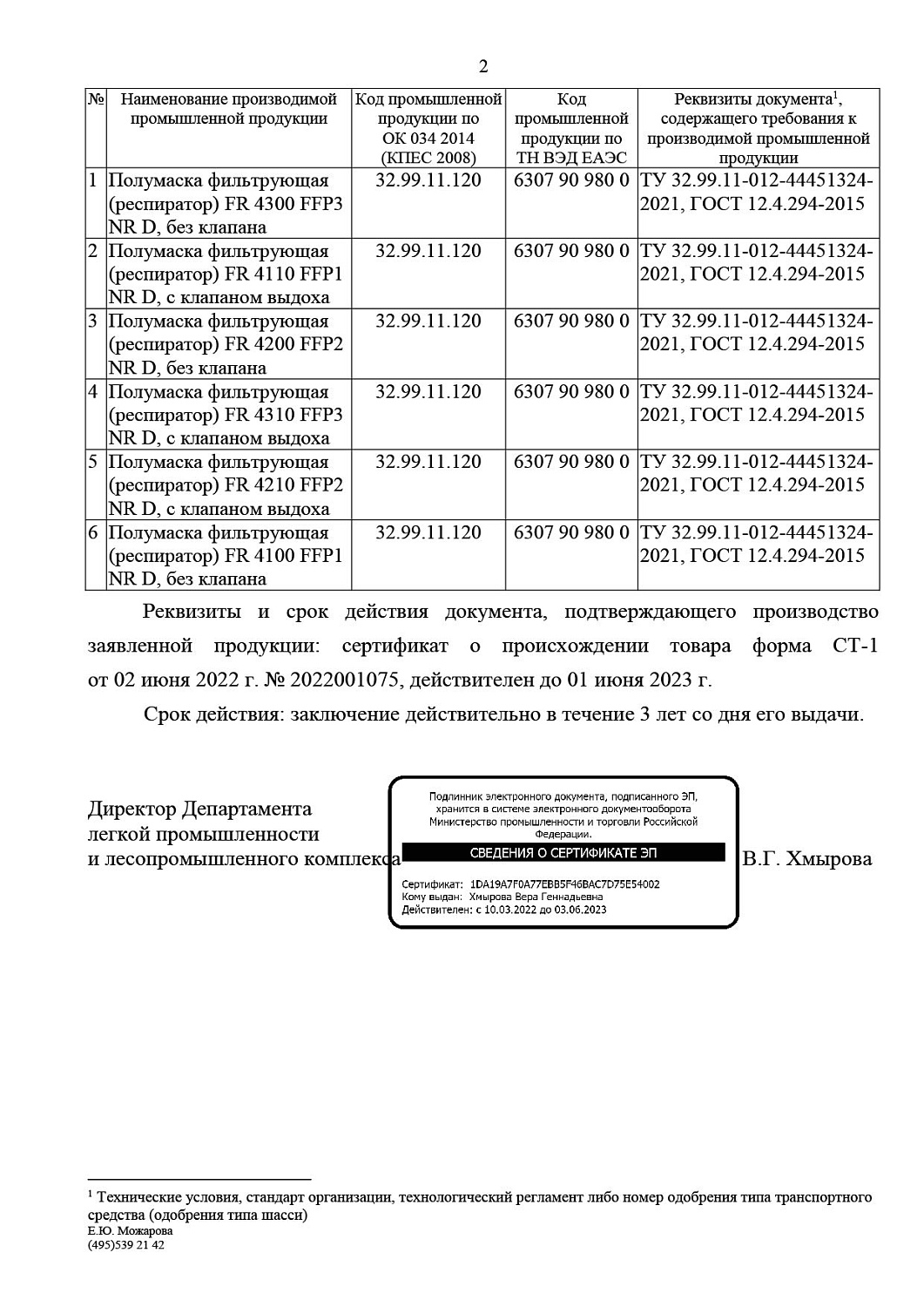 Получены сертификаты на серию респираторов FR 4000 для реализации в промышленность